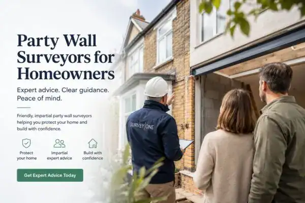 Image of couple with Party wall survey from Survey One Blackburn